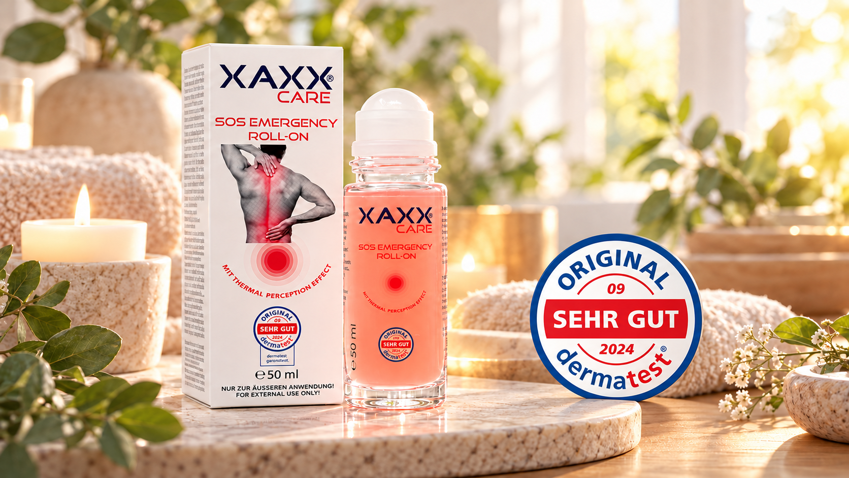 SOS Emergency Roll-On mit dermatest-Siegel im Pflegeambiente